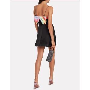 Olivia Rubin Lettie Rainbow Sequin Bow Black Satin Mini Dress Size 0